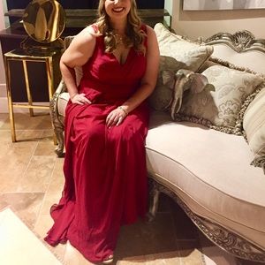 Long red flowy gown